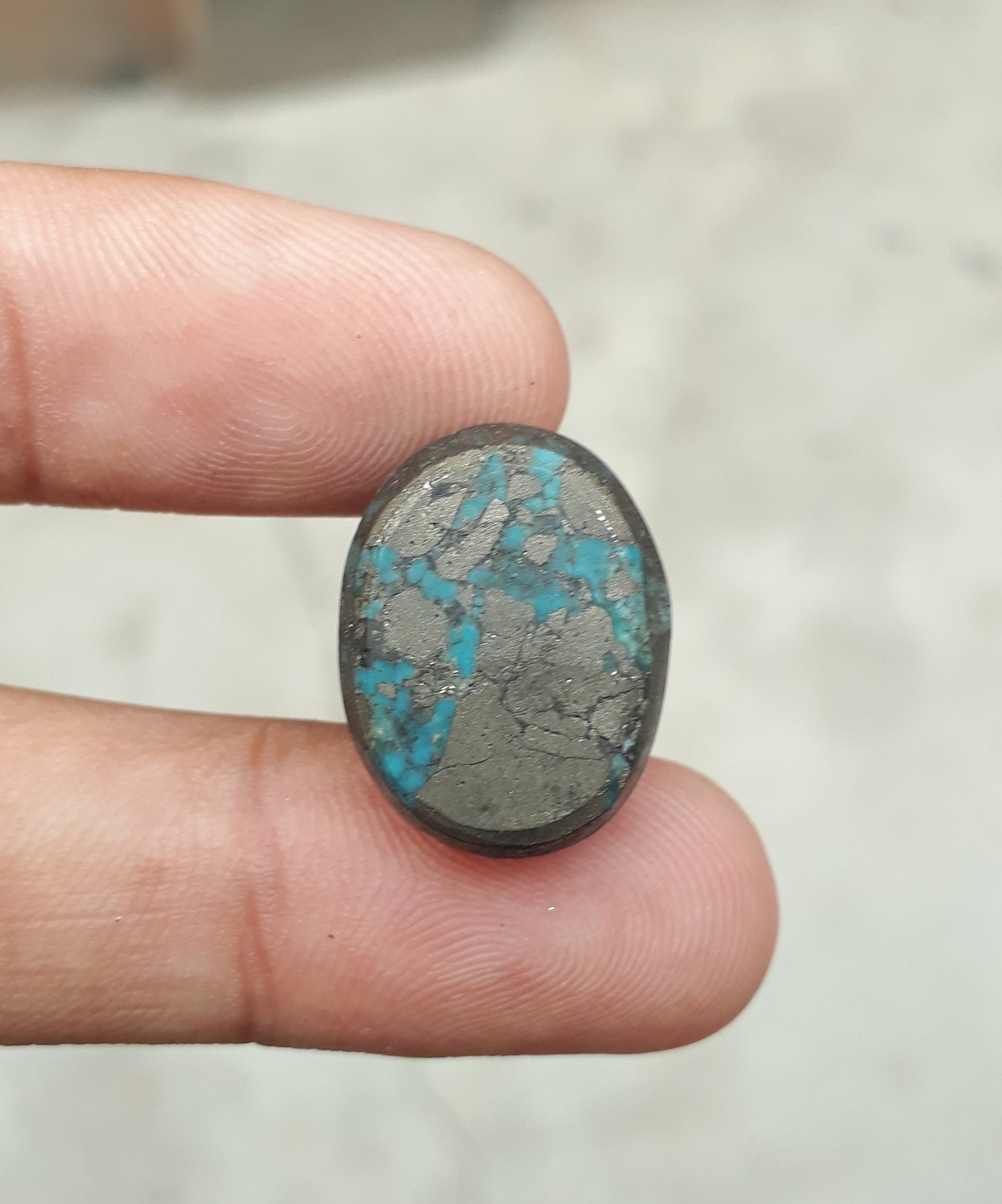 Natural Turquoise with Pyrite - Blue Matrix Turquoise - Shajri Feroza-40Ct