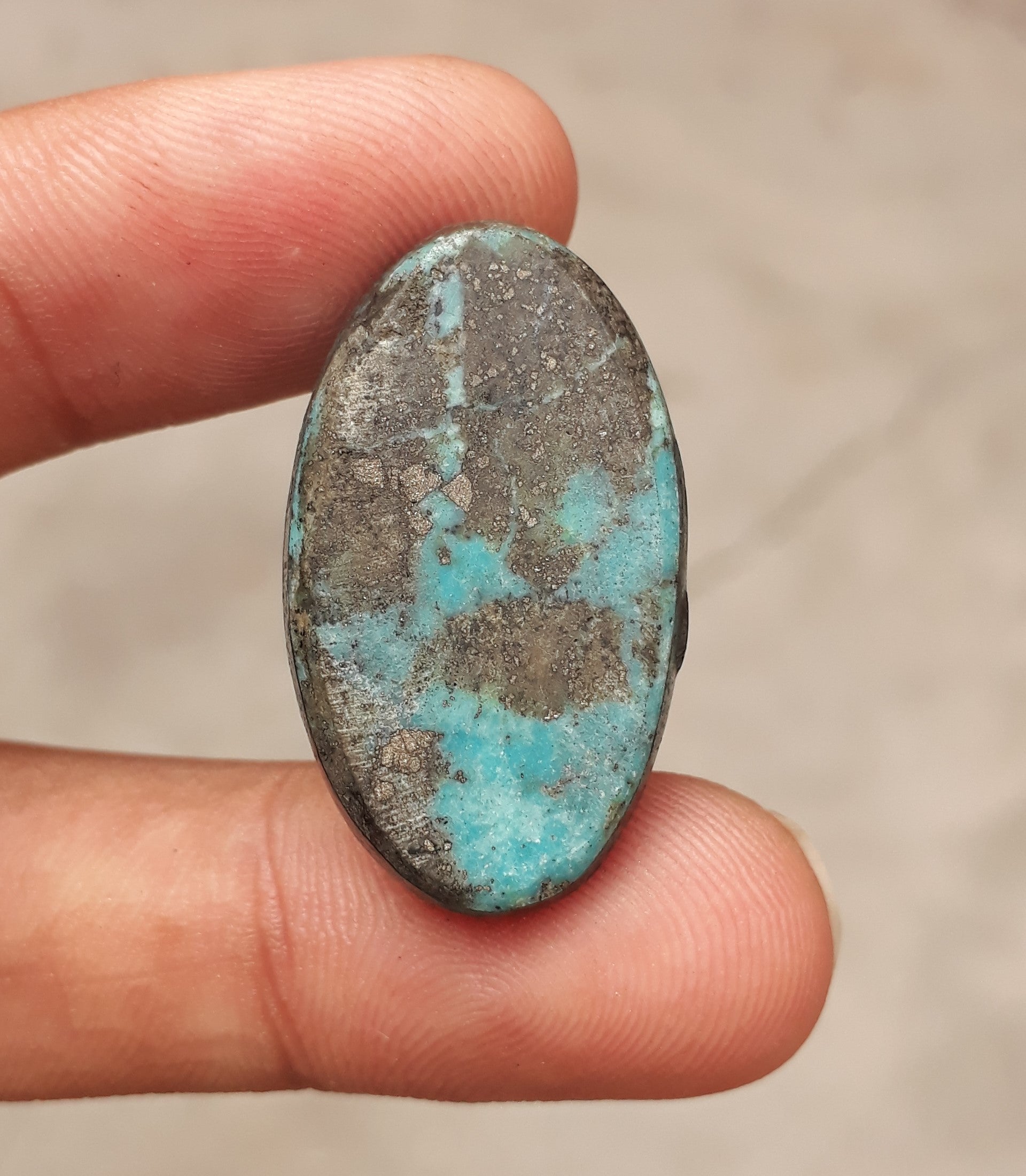 Natural Turquoise with Pyrite - Green Matrix Turquoise - Shajri Feroza-42Ct