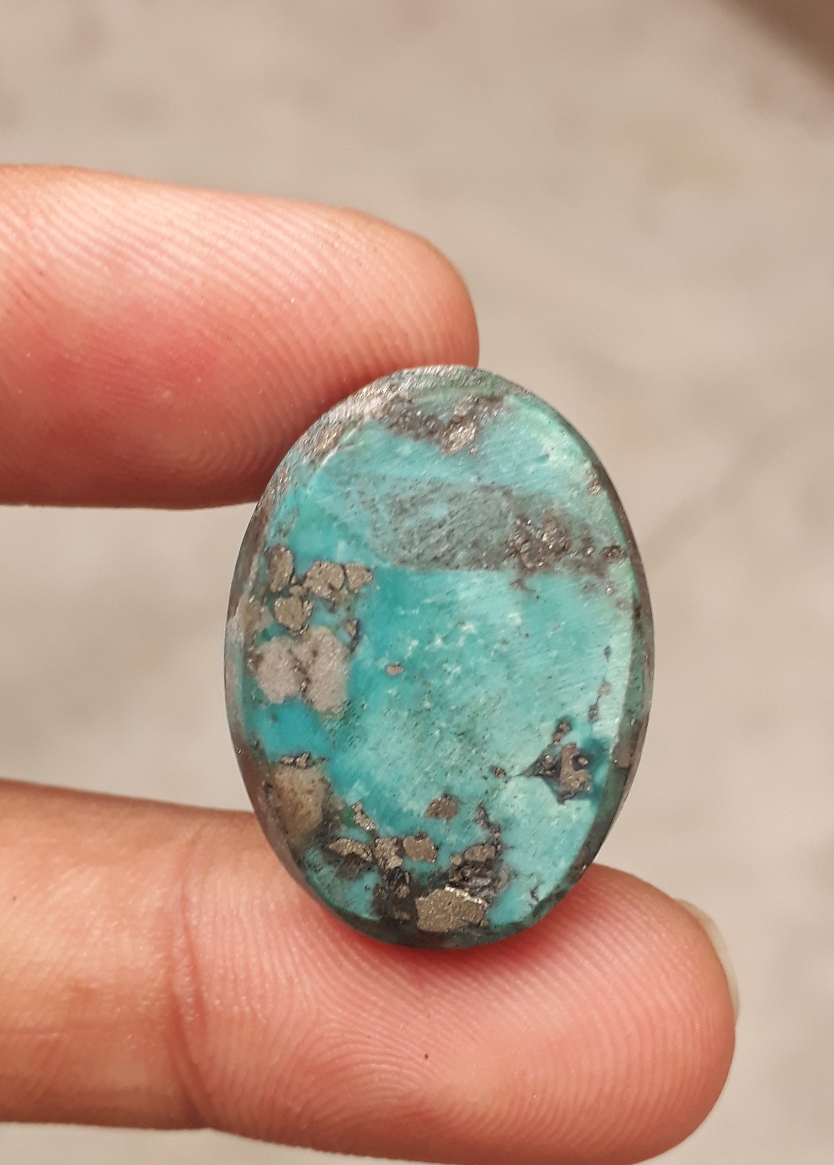 Natural Turquoise with Pyrite - Green Matrix Turquoise - Shajri Feroza-42.50Ct