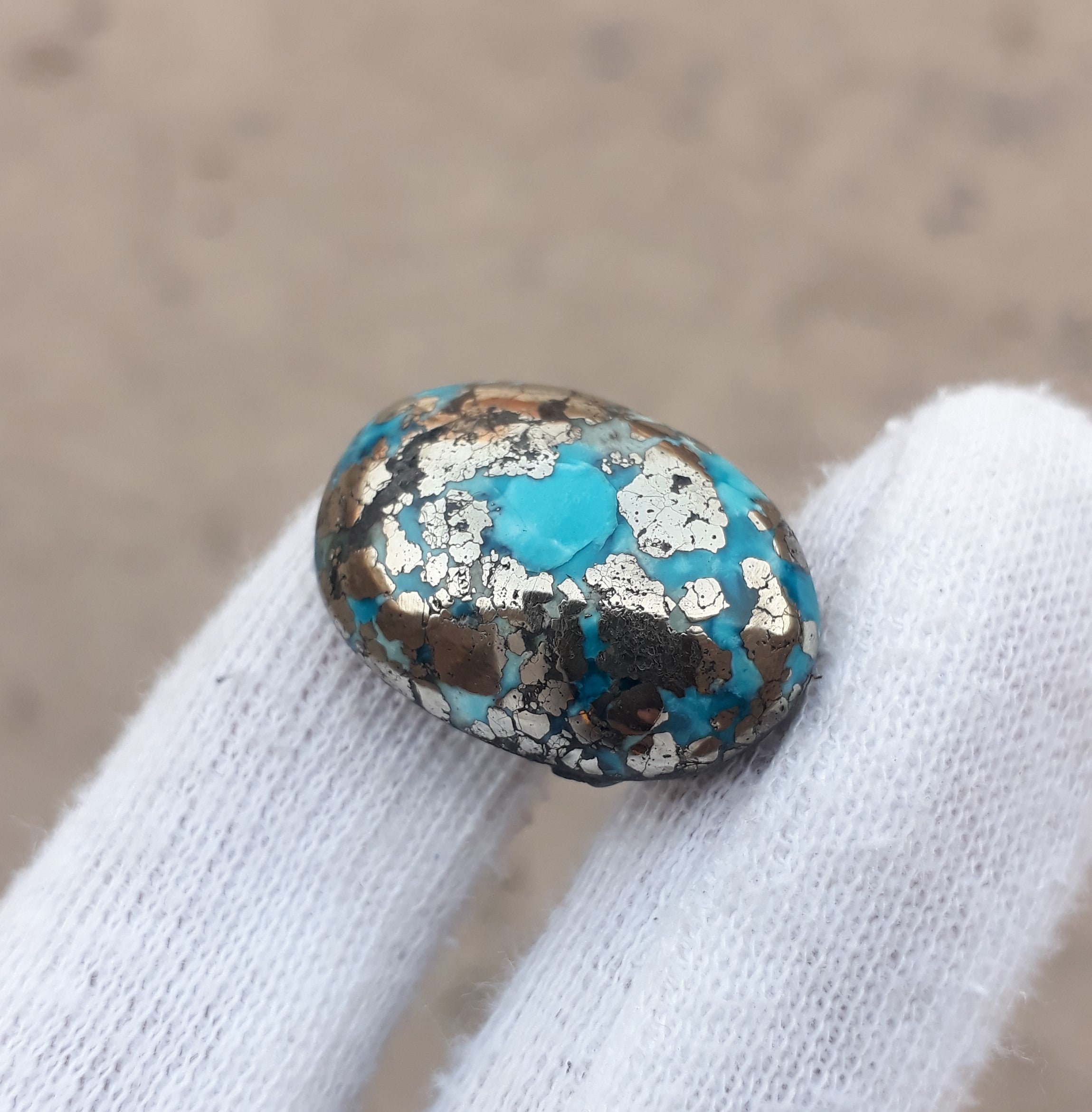 Natural Turquoise with Pyrite - Blue Matrix Turquoise - Shajri Feroza-43Ct