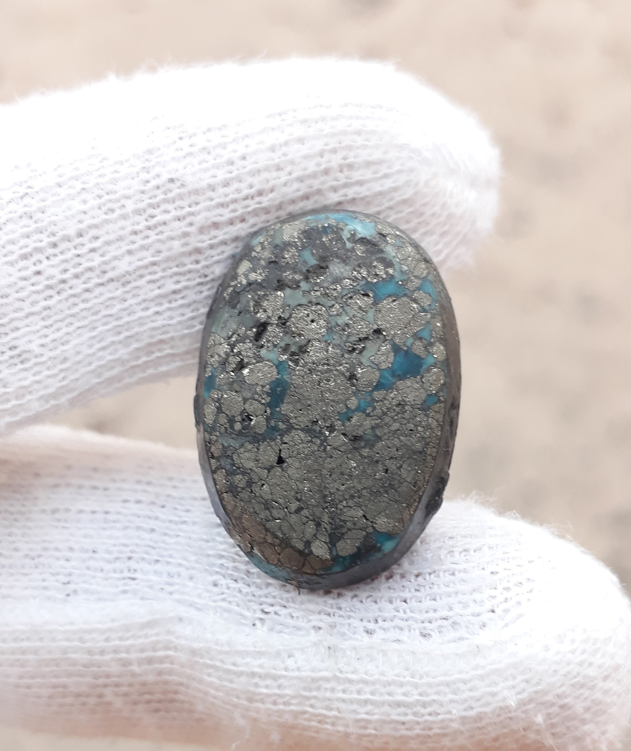 Natural Turquoise with Pyrite - Blue Matrix Turquoise - Shajri Feroza-43Ct