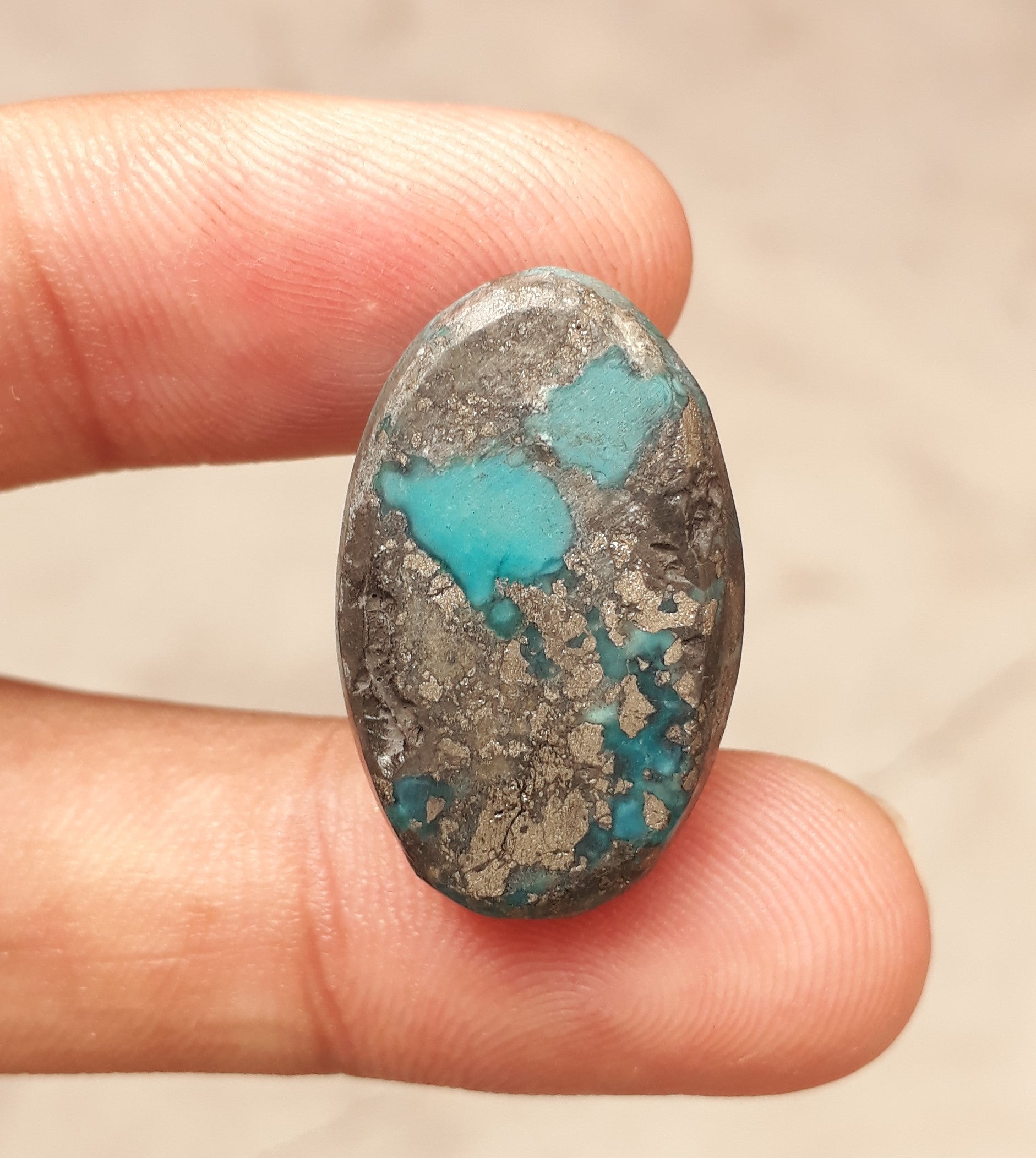 Natural Turquoise with Pyrite - Green Matrix Turquoise - Shajri Feroza-43.50Ct