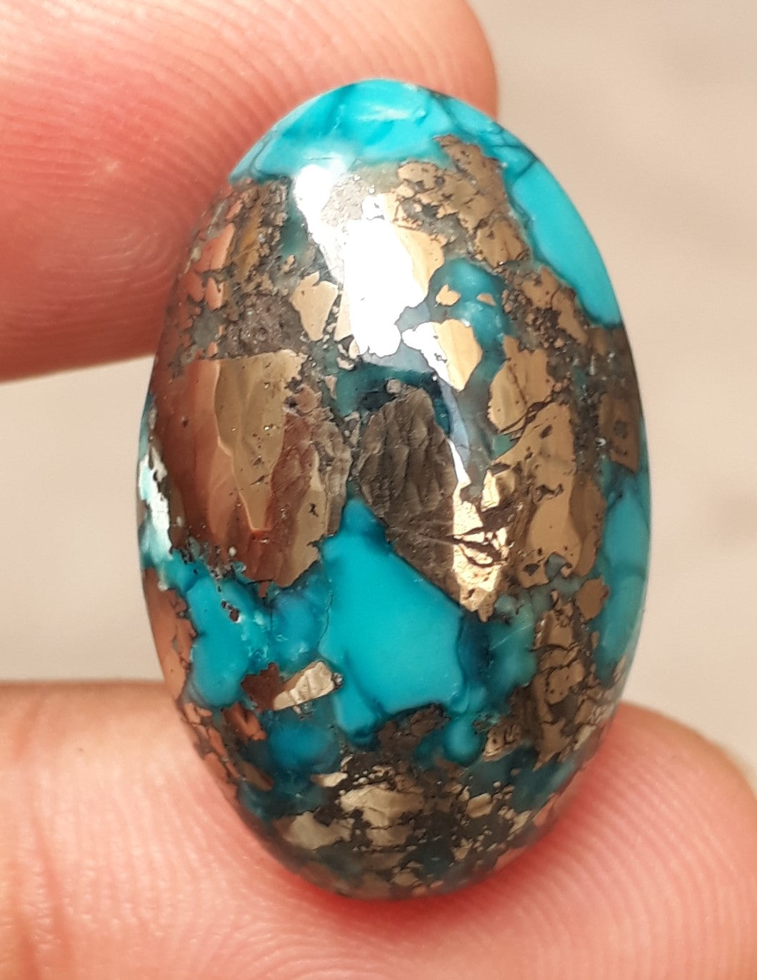 Natural Turquoise with Pyrite - Green Matrix Turquoise - Shajri Feroza-43.50Ct