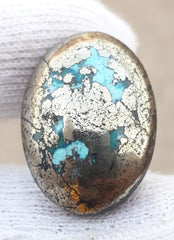 Natural Turquoise with Pyrite - Blue Matrix Turquoise - Shajri Feroza-44Ct