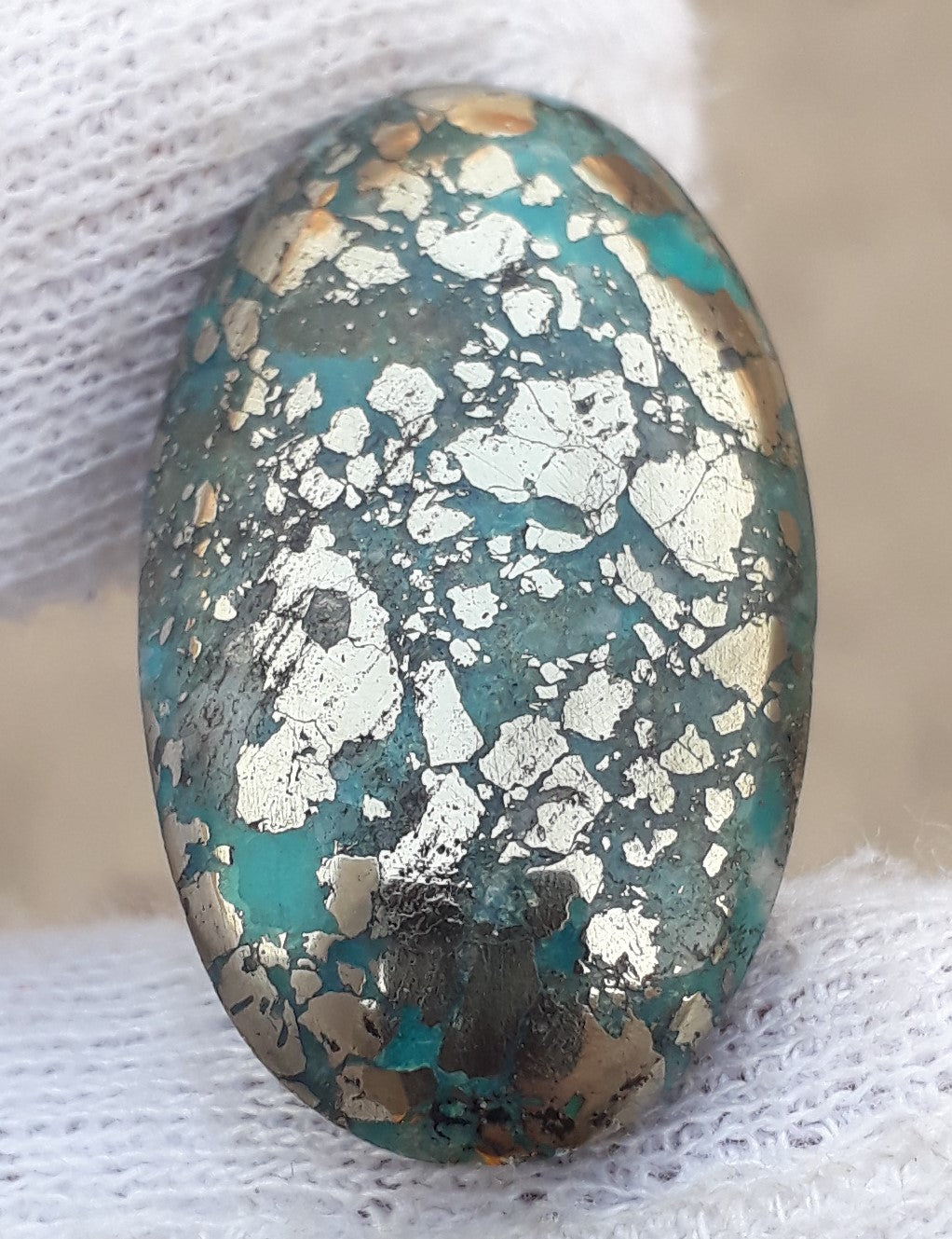 Natural Turquoise with Pyrite - Blue Matrix Turquoise - Shajri Feroza-44.60Ct