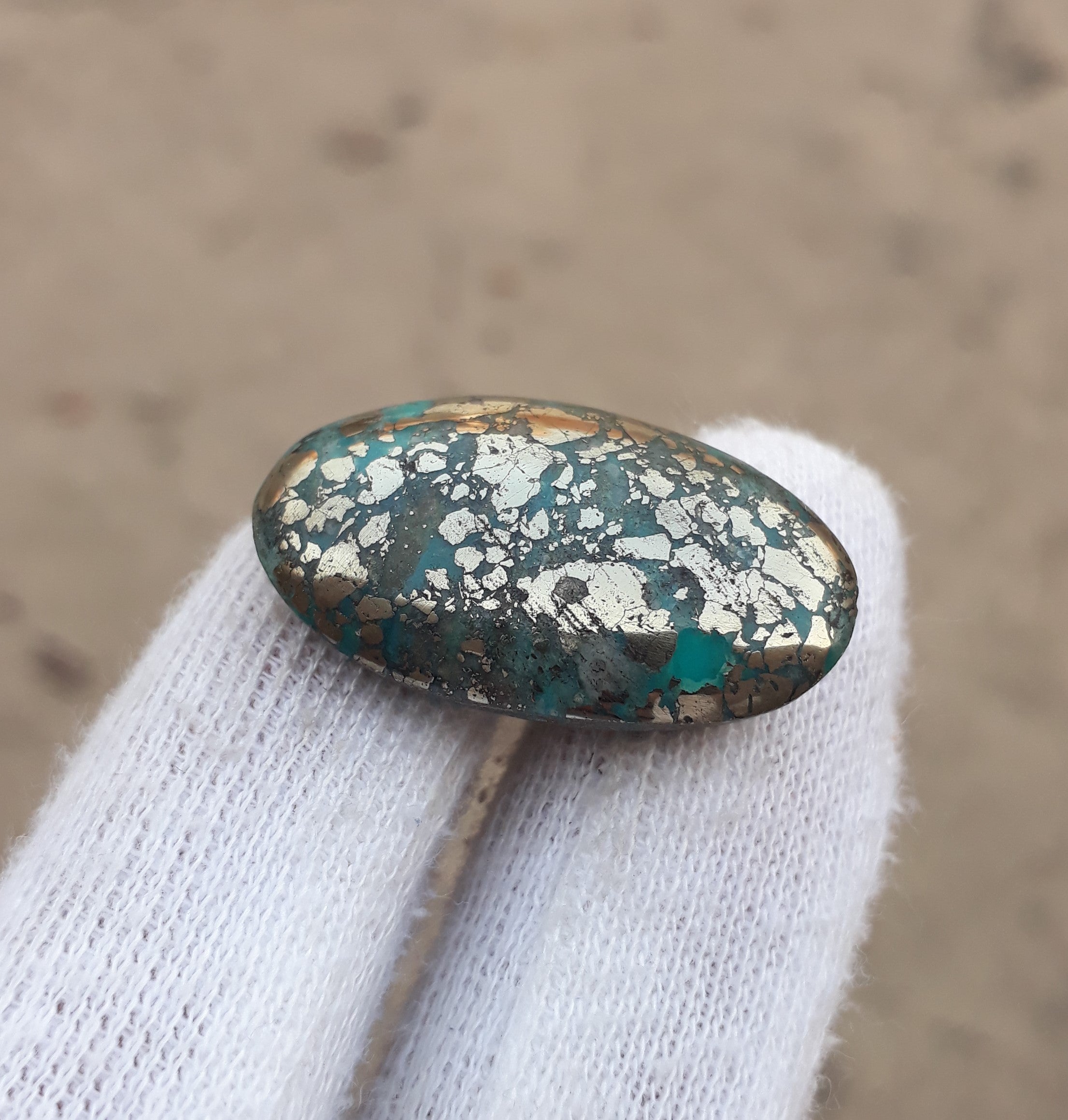 Natural Turquoise with Pyrite - Blue Matrix Turquoise - Shajri Feroza-44.60Ct