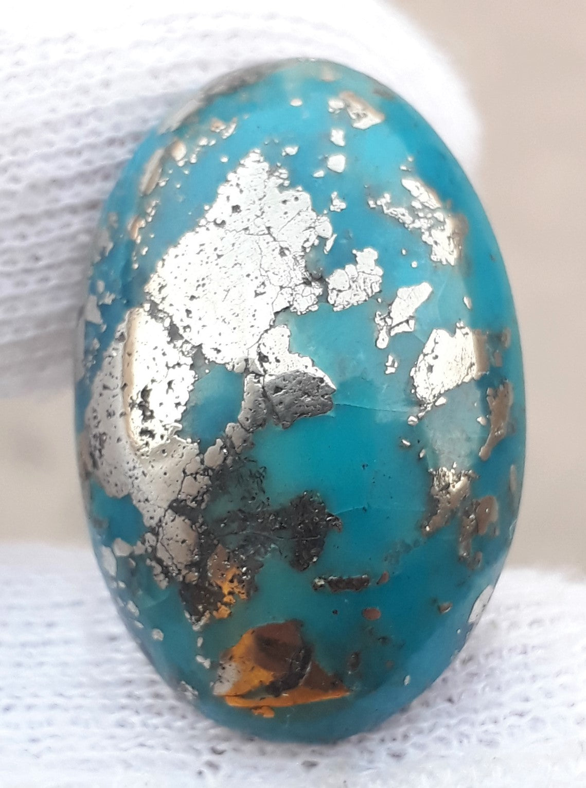 Natural Turquoise with Pyrite - Blue Matrix Turquoise - Shajri Feroza-47Ct