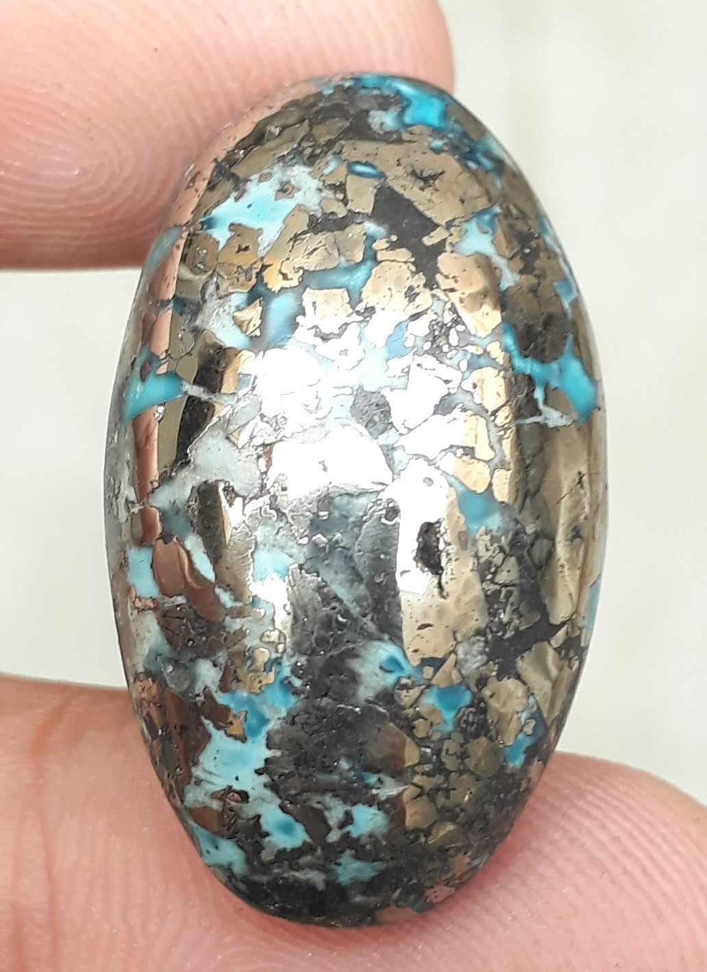 Natural Turquoise with Pyrite - Blue Matrix Turquoise - Shajri Feroza-49Ct