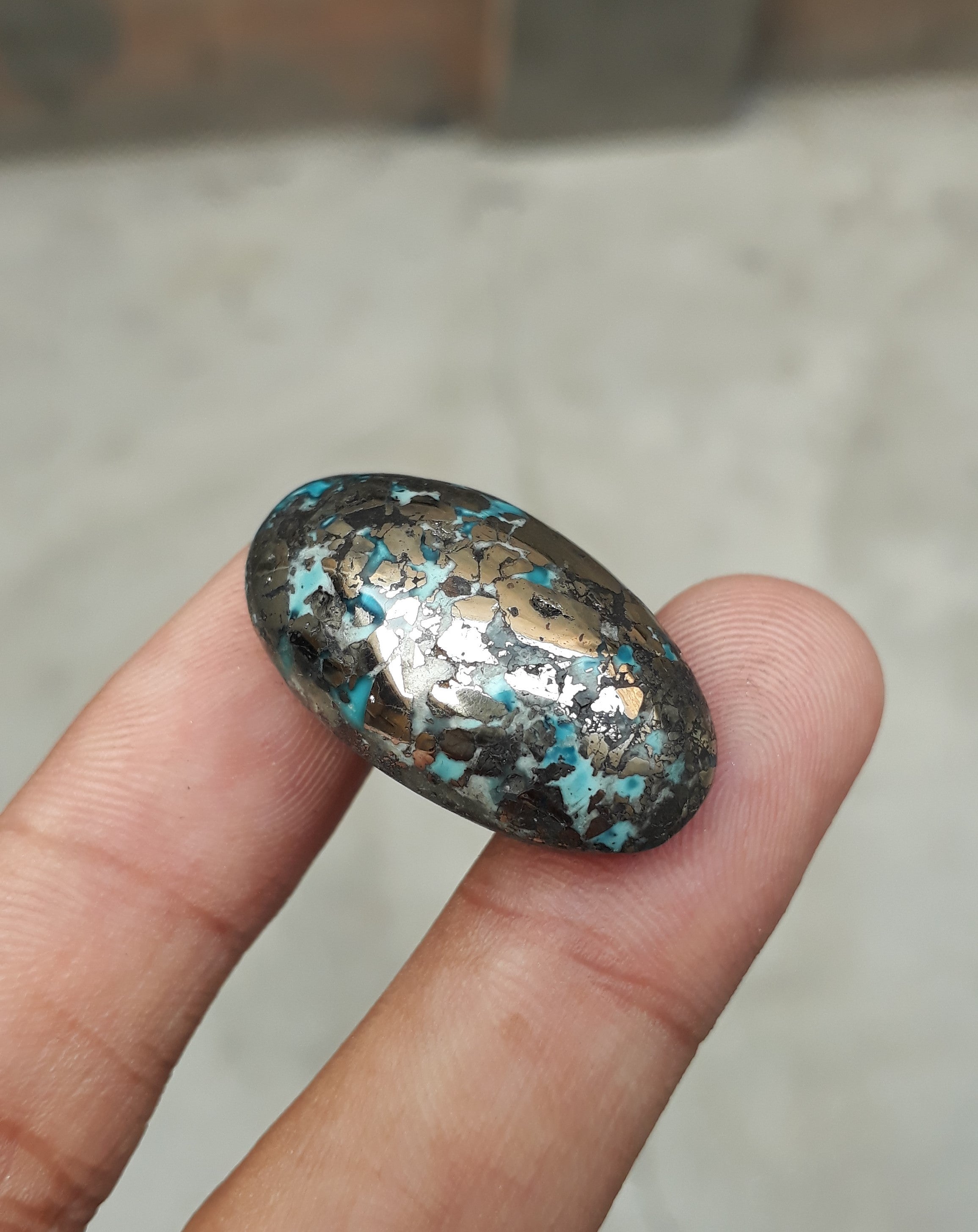 Natural Turquoise with Pyrite - Blue Matrix Turquoise - Shajri Feroza-49Ct