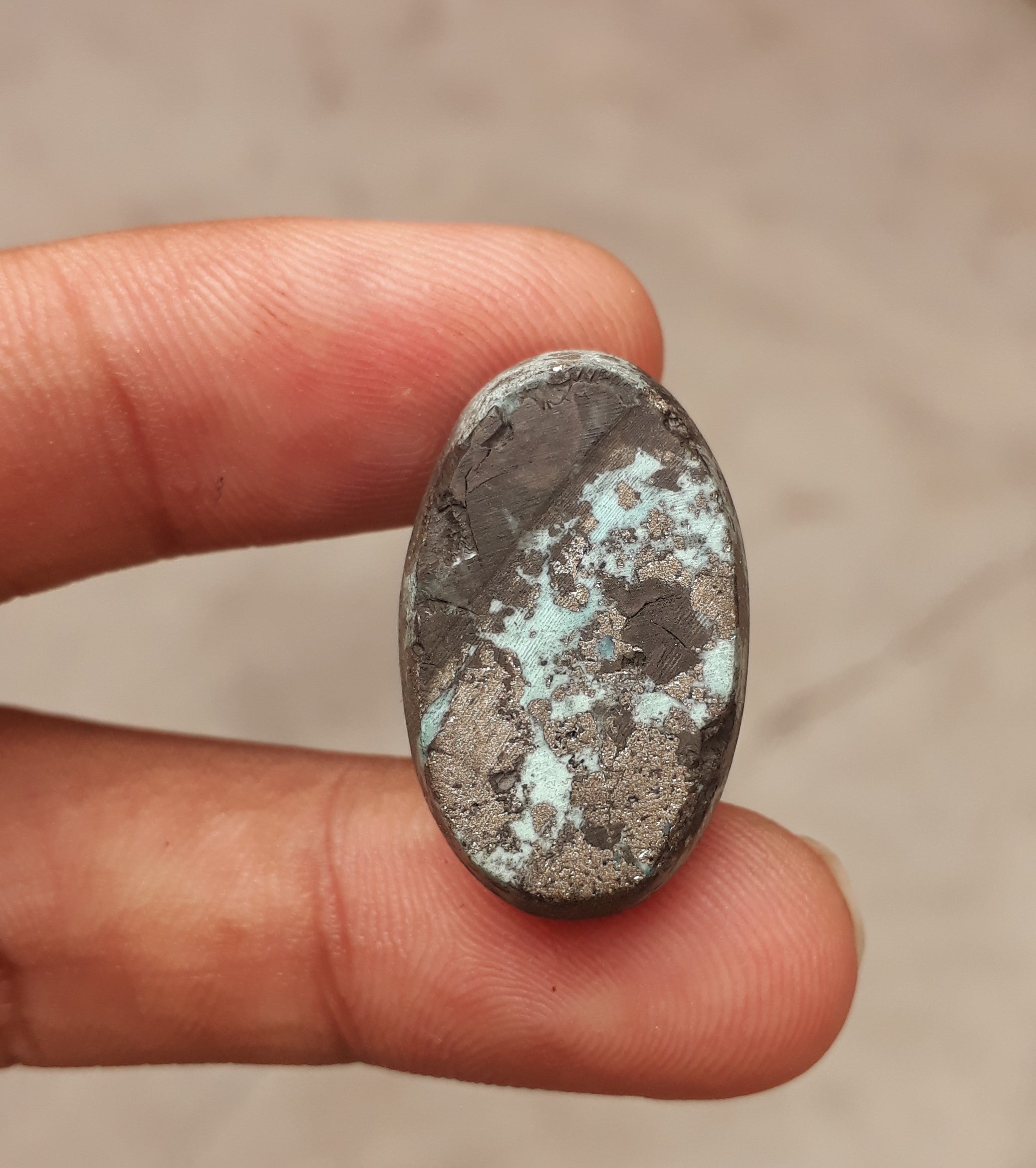 Natural Turquoise with Pyrite - Green Matrix Turquoise - Shajri Feroza-50Ct