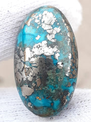 Natural Turquoise with Pyrite - Blue Matrix Turquoise - Shajri Feroza-51Ct