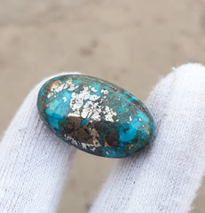 Natural Turquoise with Pyrite - Blue Matrix Turquoise - Shajri Feroza-51Ct