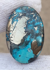 Natural Turquoise with Pyrite - Blue Matrix Turquoise - Shajri Feroza-53Ct