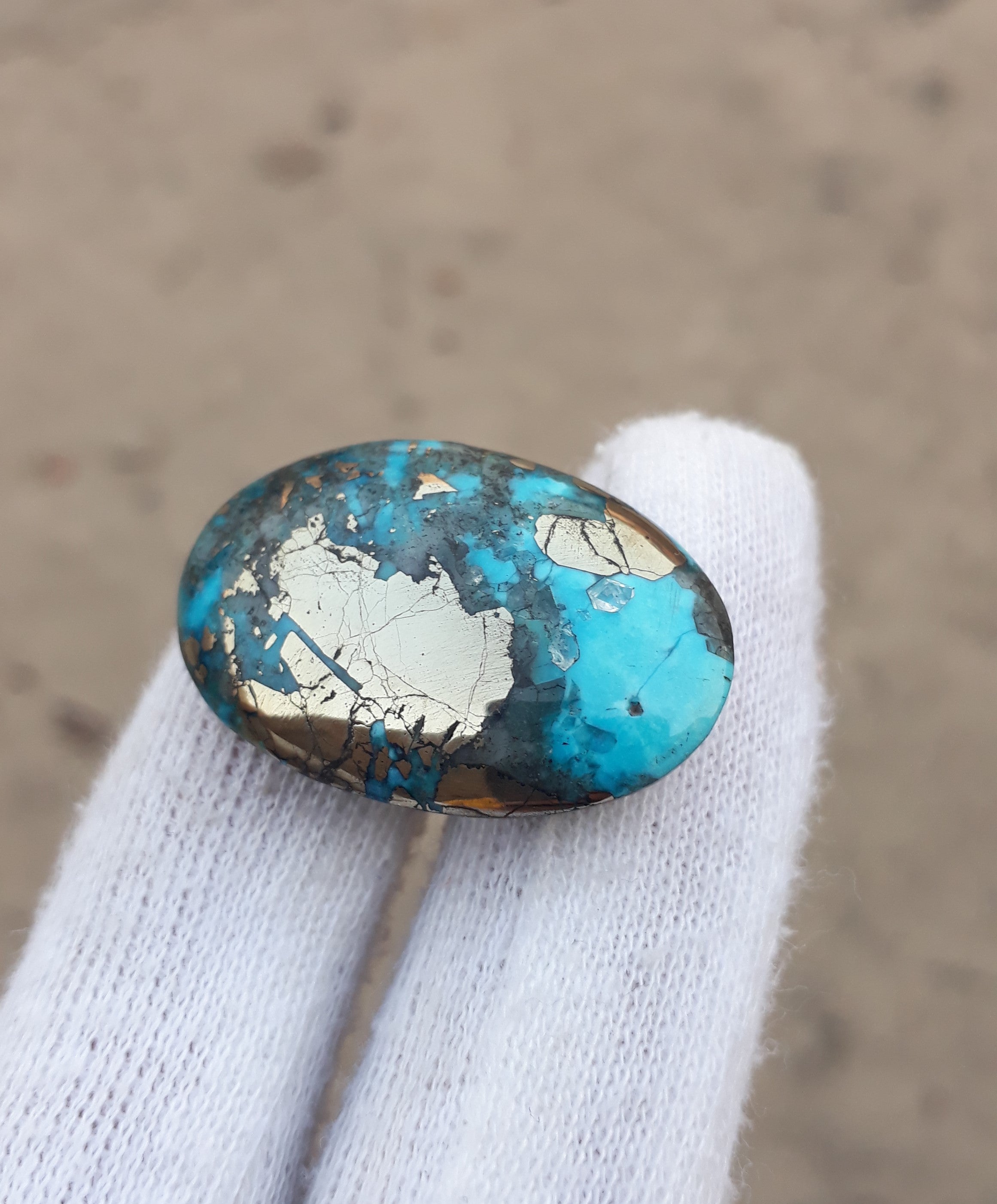 Natural Turquoise with Pyrite - Blue Matrix Turquoise - Shajri Feroza-53Ct