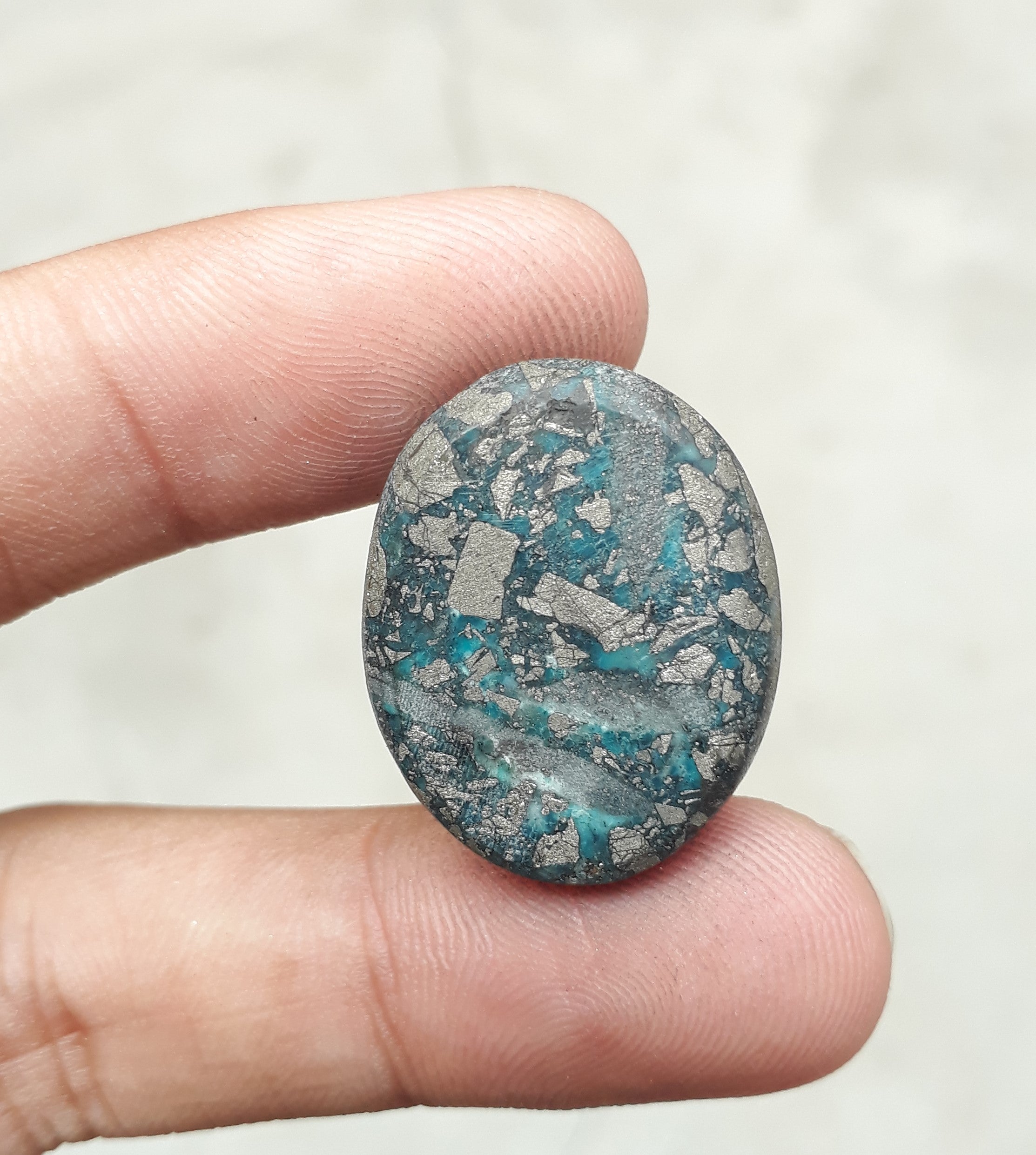 Natural Turquoise with Pyrite - Blue Matrix Turquoise - Shajri Feroza-54Ct