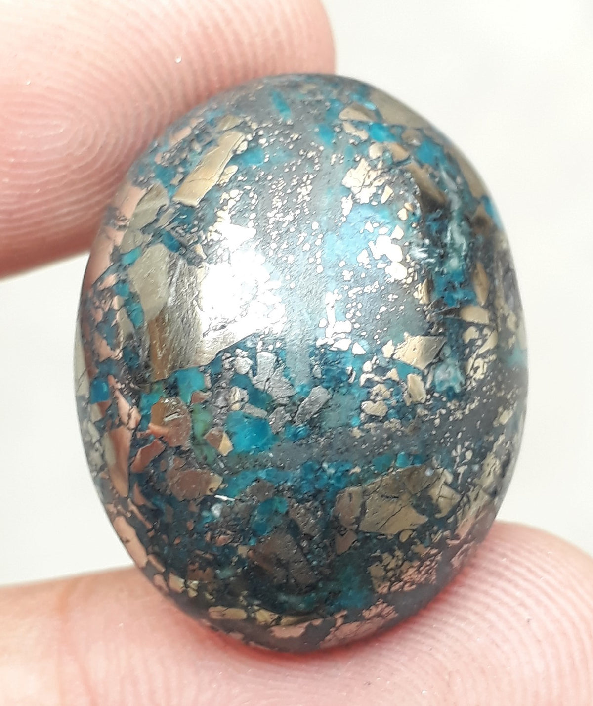 Natural Turquoise with Pyrite - Blue Matrix Turquoise - Shajri Feroza-54Ct