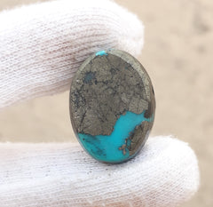 Natural Turquoise with Pyrite - Blue Matrix Turquoise - Shajri Feroza-54.60Ct