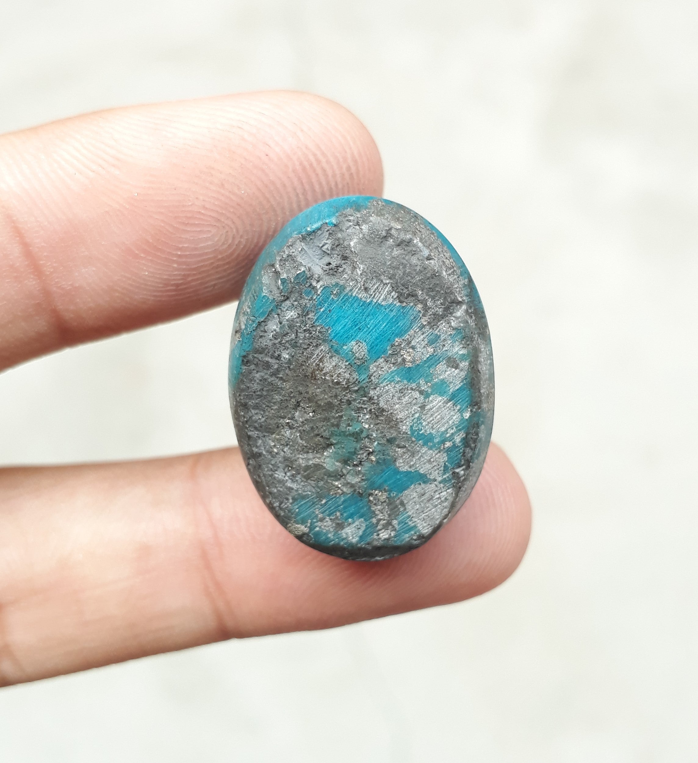 Natural Turquoise with Pyrite - Blue Matrix Turquoise - Shajri Feroza-57Ct