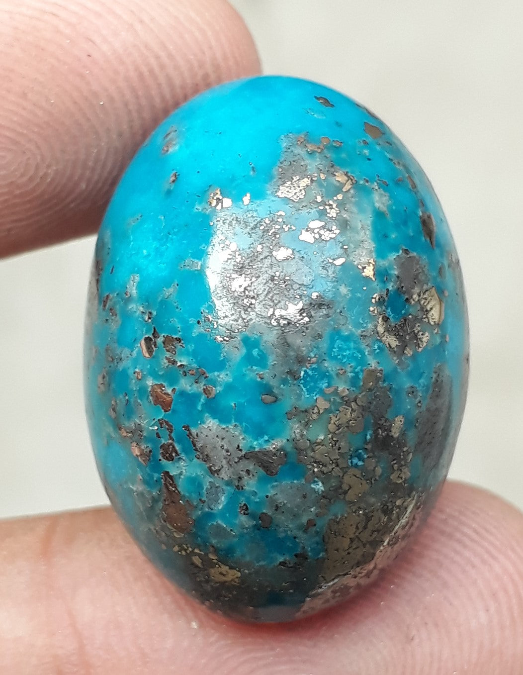 Natural Turquoise with Pyrite - Blue Matrix Turquoise - Shajri Feroza-57Ct