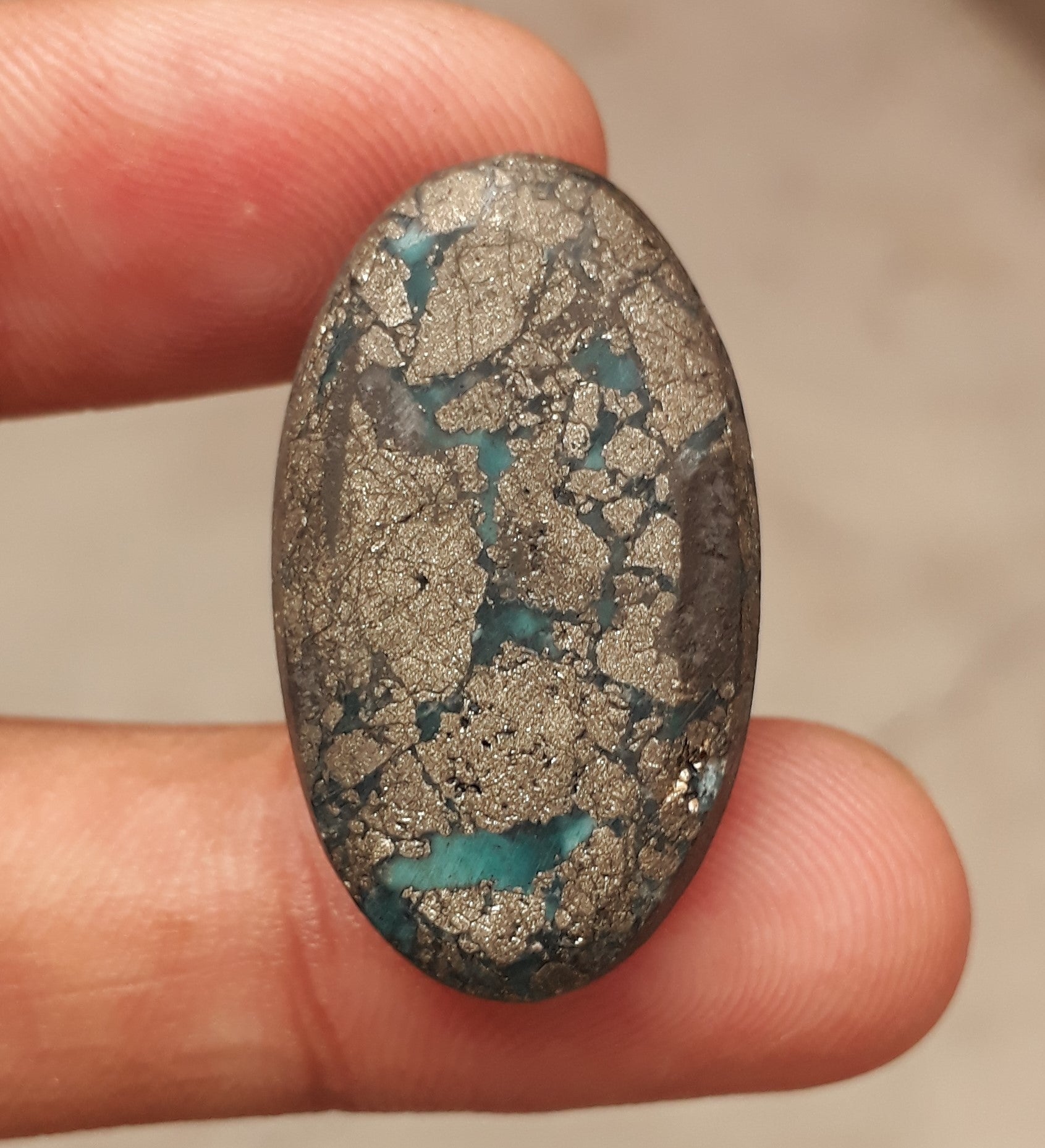 Natural Turquoise with Pyrite - Green Matrix Turquoise - Shajri Feroza-58.80Ct