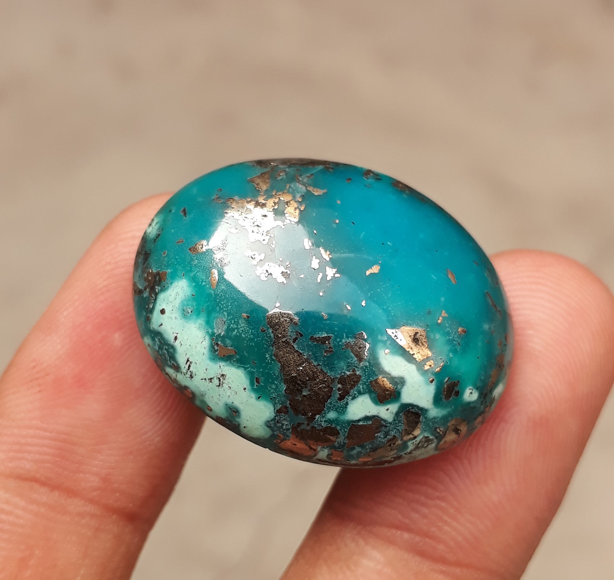 Natural Turquoise with Pyrite - Green Matrix Turquoise - Shajri Feroza-59Ct