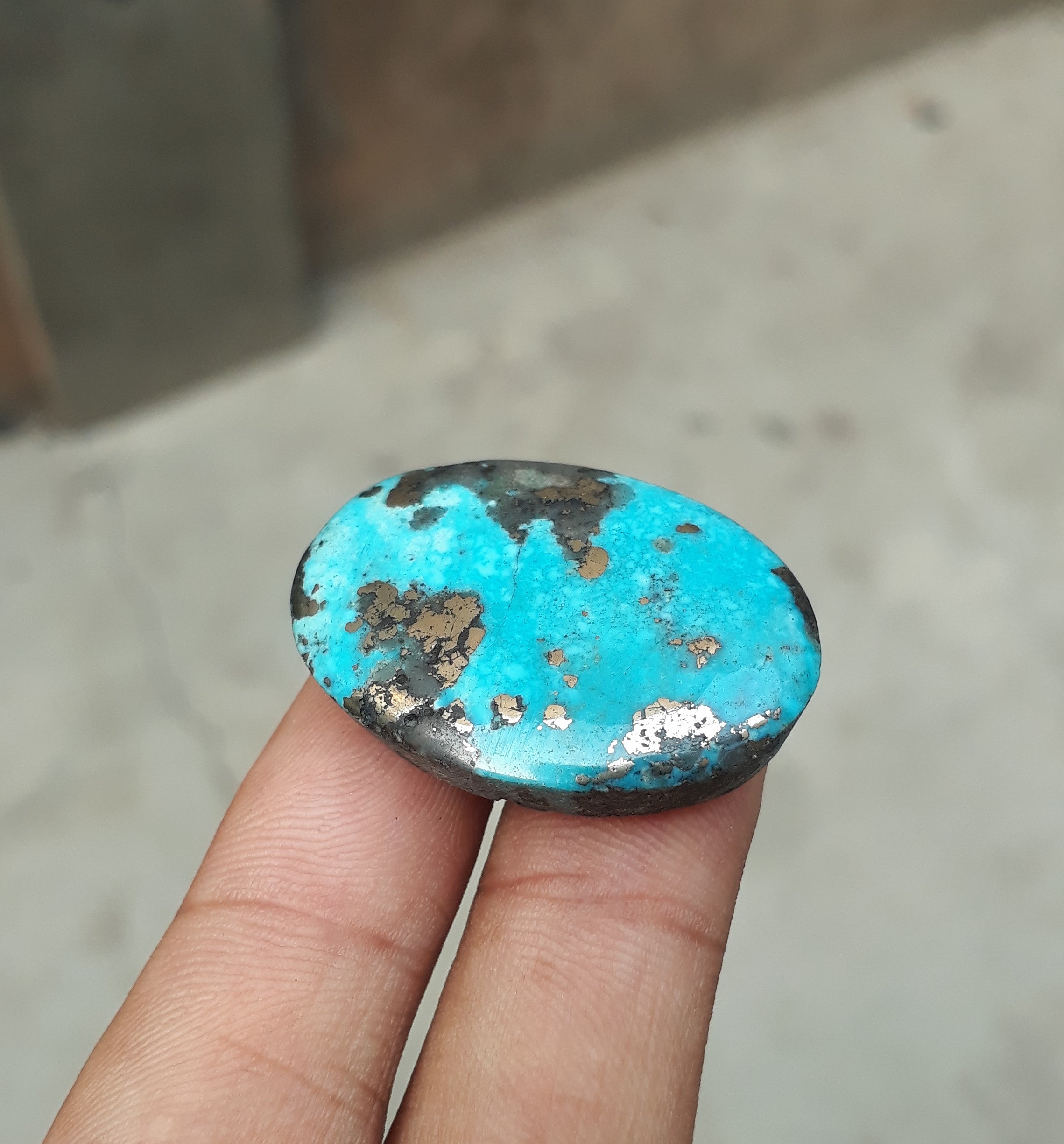 Natural Turquoise with Pyrite - Blue Matrix Turquoise - Shajri Feroza-59Ct