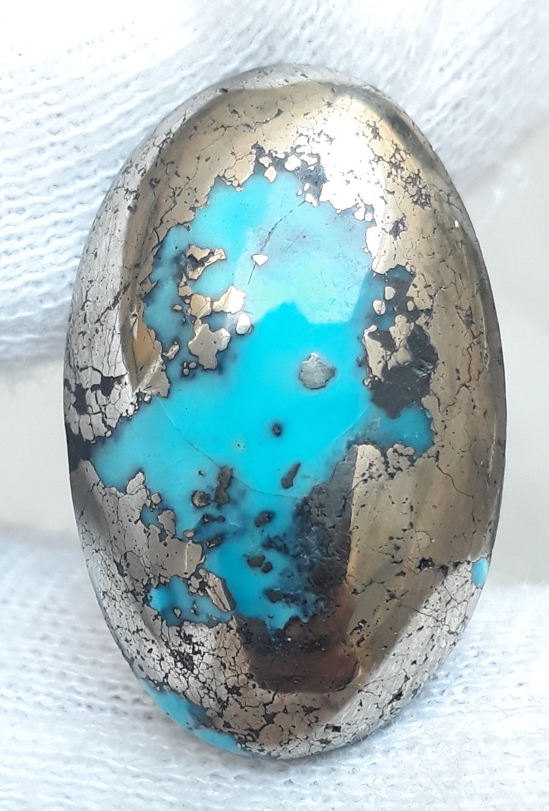 Natural Turquoise with Pyrite - Blue Matrix Turquoise - Shajri Feroza-60Ct