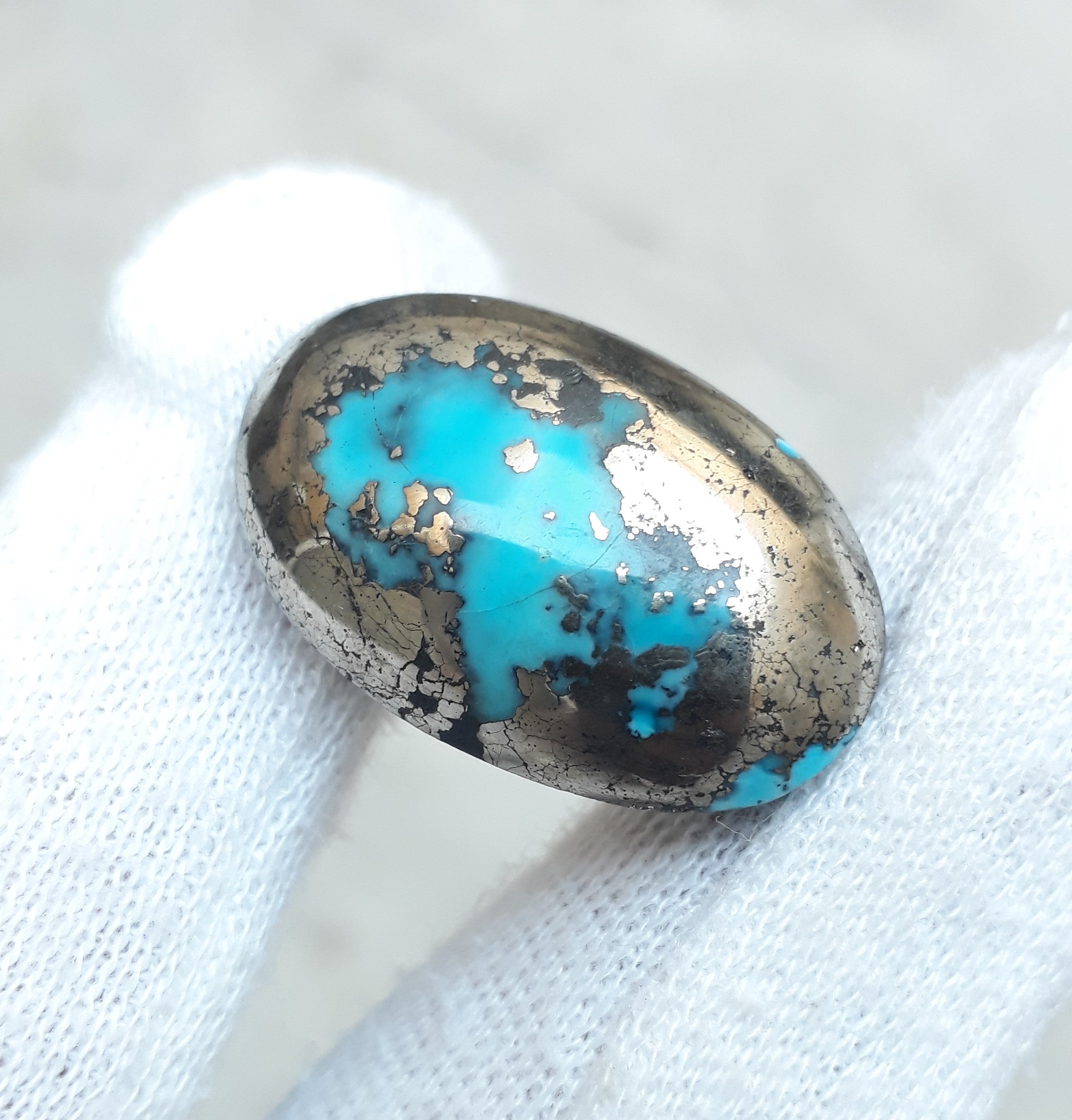 Natural Turquoise with Pyrite - Blue Matrix Turquoise - Shajri Feroza-60Ct