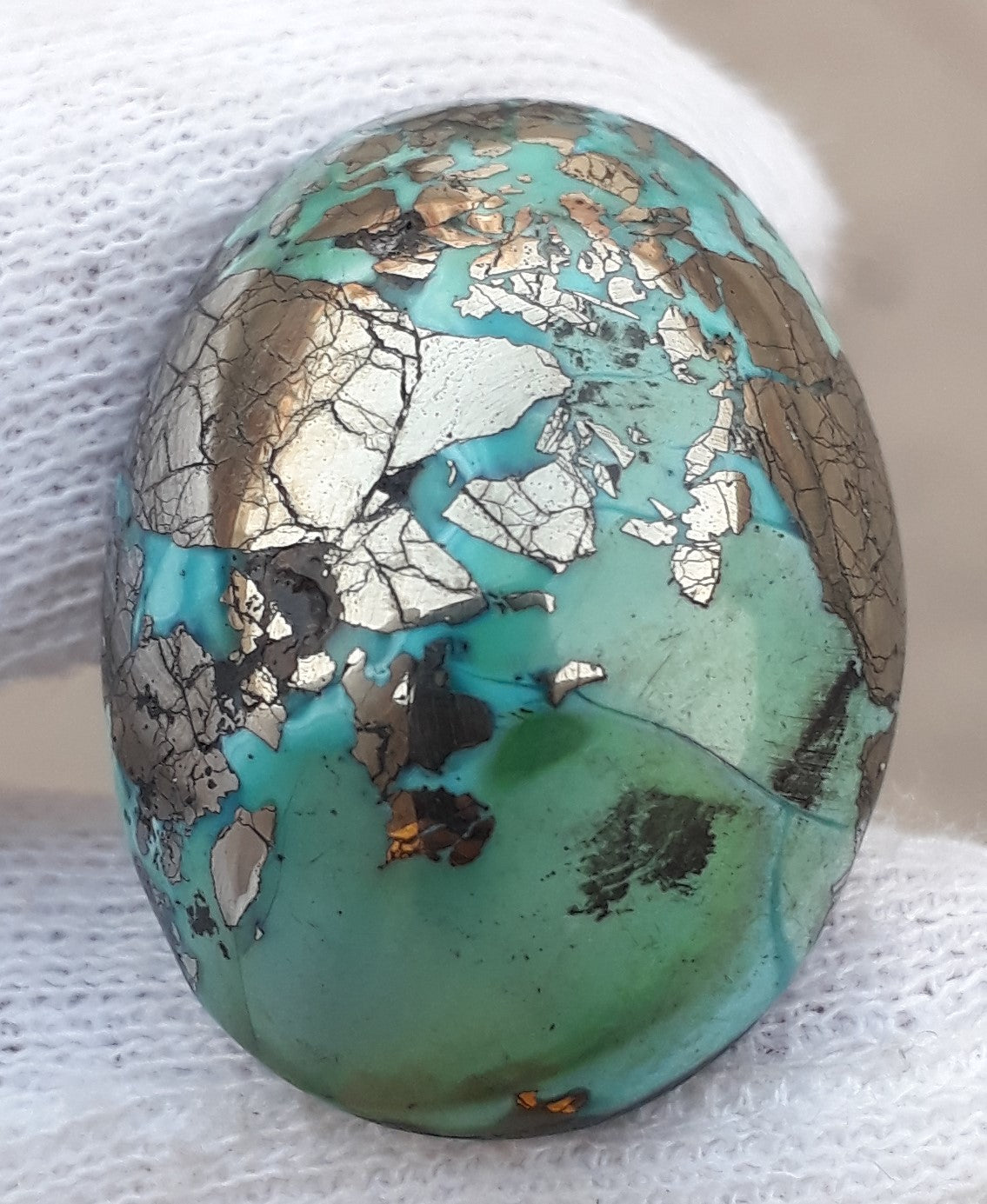 Natural Turquoise with Pyrite - Blue Matrix Turquoise - Shajri Feroza-78Ct