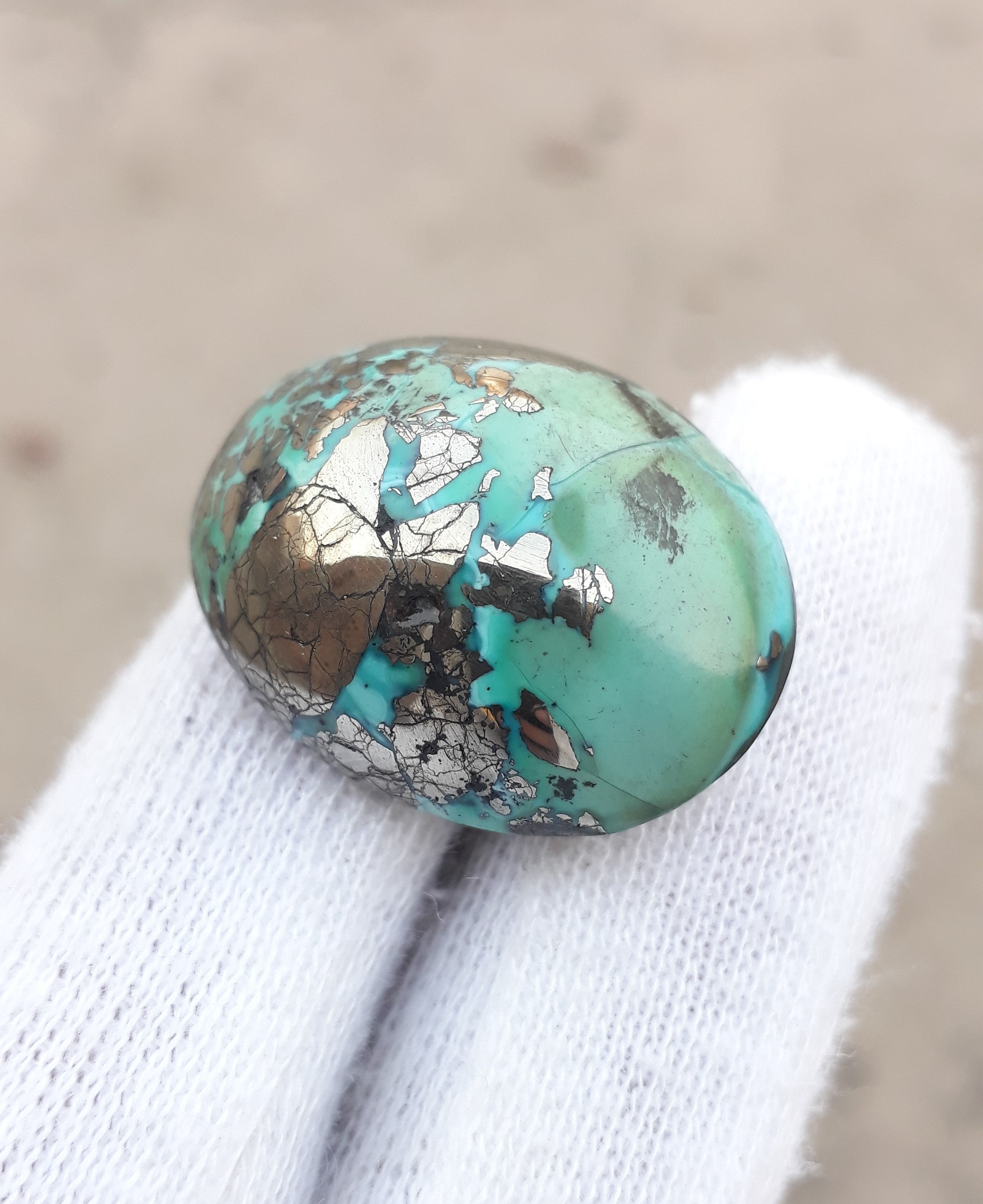 Natural Turquoise with Pyrite - Blue Matrix Turquoise - Shajri Feroza-78Ct