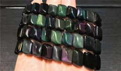 Natural Rainbow Light Obsidian Gemstone Bracelet, Bead Size 14*10*7mm