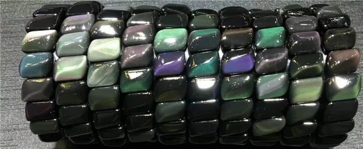 Natural Rainbow Light Obsidian Gemstone Bracelet, Bead Size 14*10*7mm