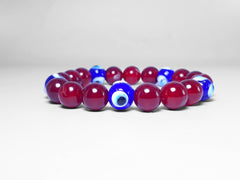 10mm Red Agate with Evil Eye Protection Bracelet