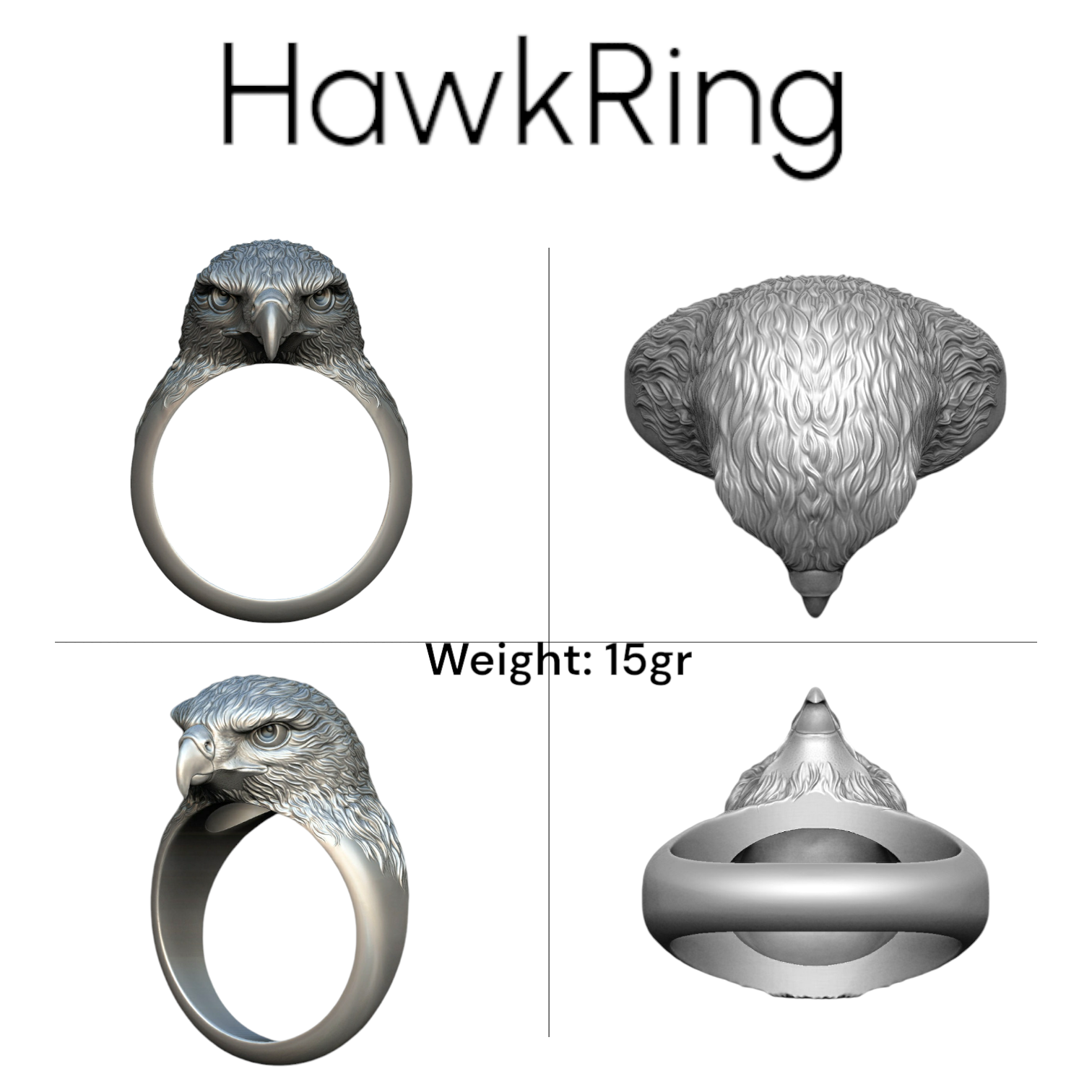 Hawk Vintage Signet Ring SterlingSilver 925