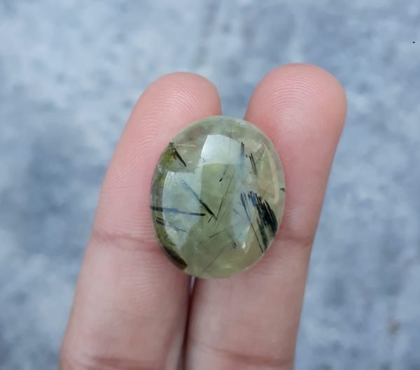 23.2ct Prehnite Cabochon - Rutile Prehnite also called Grape Jade, Green Moonstone - 22x18mm