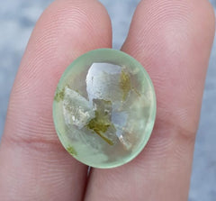 13.7ct Prehnite Cabochon - Prehnite also called Grape Jade, Green Moonstone - 18x16mm