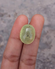19.6ct Prehnite Cabochon - Rutile Prehnite - also called Grape Jade, Green Moonstone - 18x14mm
