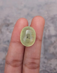 19.6ct Prehnite Cabochon - Rutile Prehnite - also called Grape Jade, Green Moonstone - 18x14mm