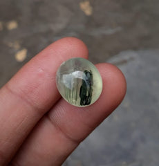 15.3ct Prehnite Cabochon - Rutile Prehnite - also called Grape Jade, Green Moonstone - 16x14mm