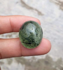 54.7ct Prehnite Cabochon - Rutile Prehnite - also called Grape Jade, Green Moonstone - 25x21mm