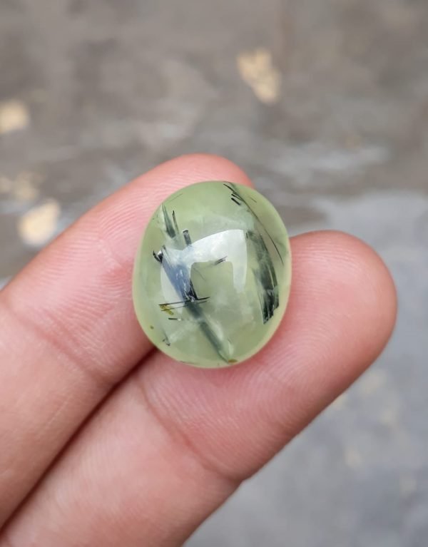 28.8ct Prehnite Cabochon - Rutile Prehnite - also called Grape Jade, Green Moonstone - 19x16mm