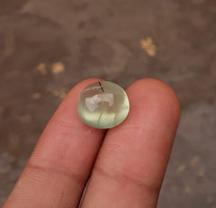 12.3ct Prehnite Cabochon - Rutile Prehnite - also called Grape Jade, Green Moonstone - 14x12mm