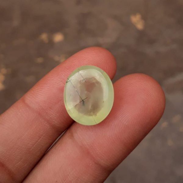 17.4ct Prehnite Cabochon - also called Grape Jade, Green Moonstone - 16x13mm