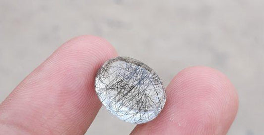 12.10ct Black Tourmalated Quartz -Cabochon Black Rutile Quartz - Rutilated Quartz