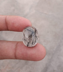 21.85ct Black Tourmalated Quartz -Cabochon Black Rutile Quartz - Rutilated Quartz