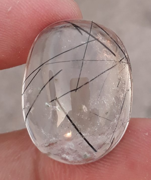 31.55ct Black Tourmalated Quartz -Cabochon Black Rutile Quartz - Rutilated Quartz