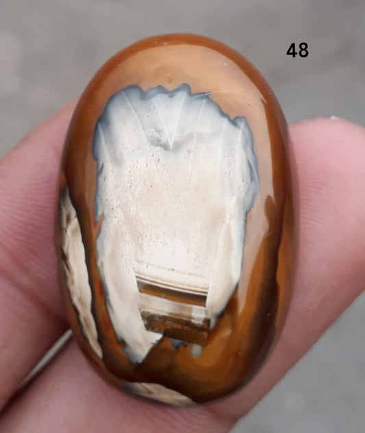 48ct 碧玉 - 风景碧玉凸圆形宝石 - 33x22mm