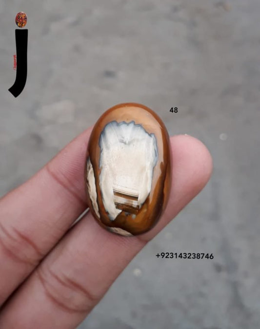 48ct 碧玉 - 风景碧玉凸圆形宝石 - 33x22mm