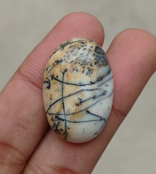 39.4 克拉碧玉 - 风景碧玉凸圆形宝石 - 32x21x7 毫米