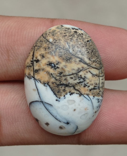 42.2 克拉碧玉 - 风景碧玉凸圆形宝石 - 32x23x7 毫米